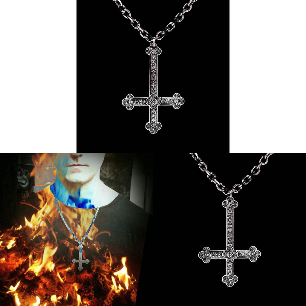 Dark Gothic Cross Pendant Necklace With Alloy Chain For Men And Women