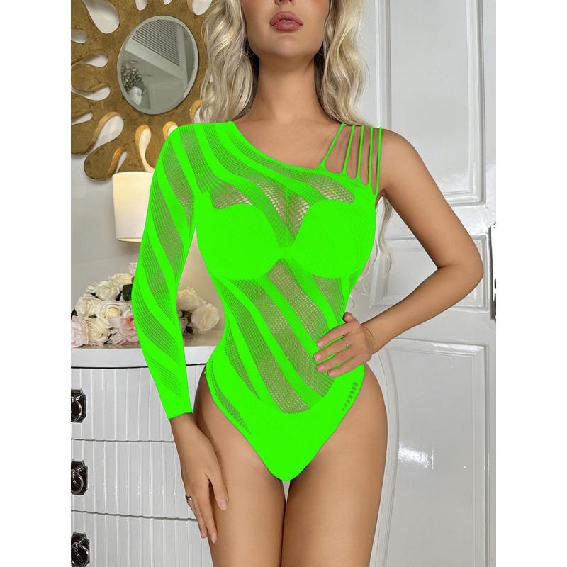 Sexy underwear Sexy striped mesh coat Hollow mesh garter fishing net perspective bikini three points