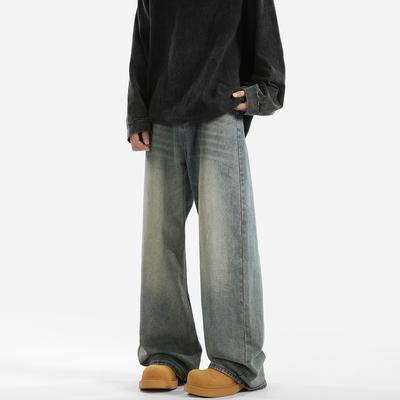 JYL Men's Straight Jeans  Cross-Border Cleanfit Vintage Loose Wide-Leg Denim