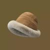Autumn and winter plush thickened hat women's plush bucket hat crimped cold-proof thickened windproof warm ear protection Mongolian basin hat