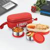 Leak Proof Office Lunch Box With 3 Food Containers For Reheating And Easy Carrying In Insulated Fabric Jacket