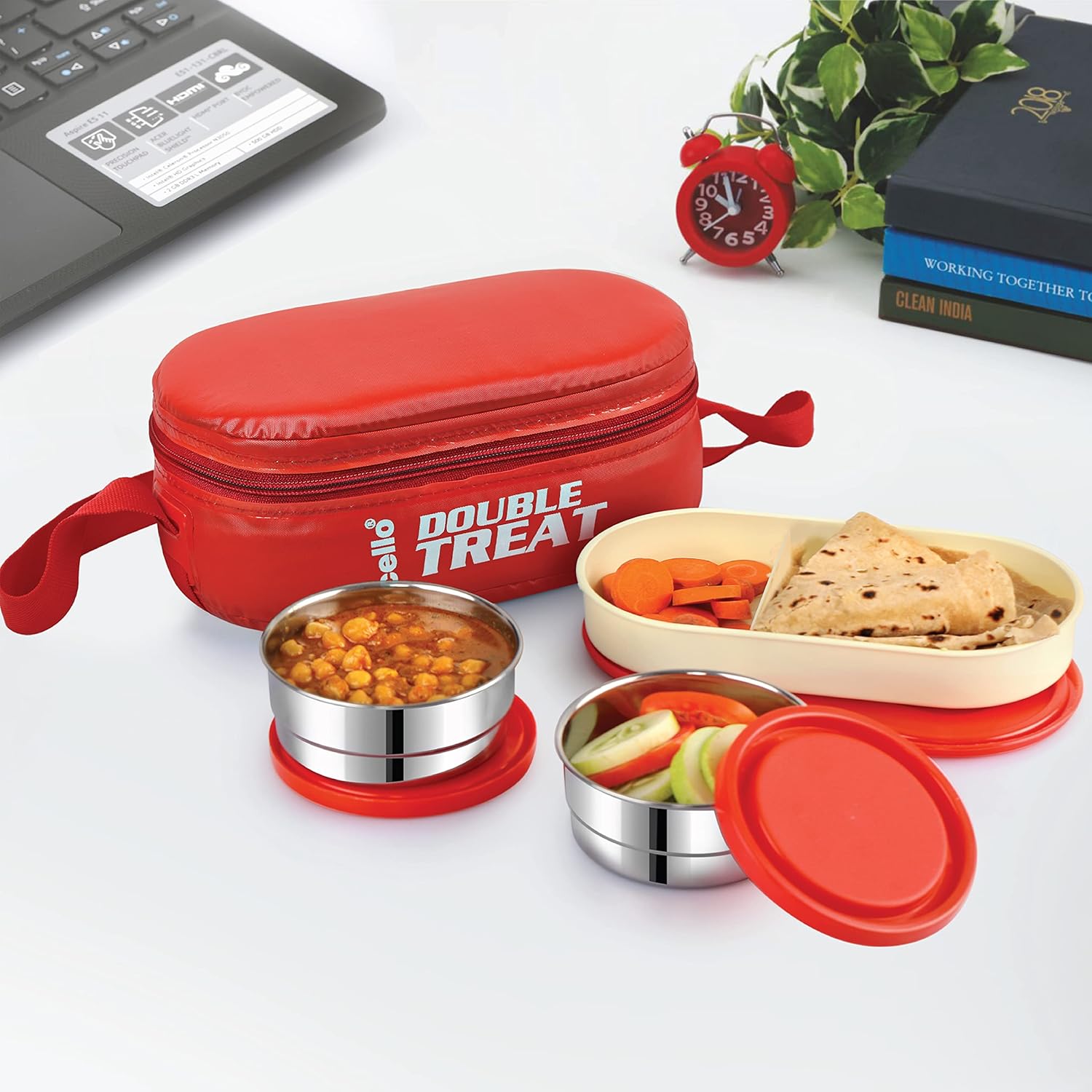 

Ланч-бокс для офиса с защитой от протекания, с 3 контейнерами для еды для разогрева и удобной переноски в термоизолированной тканевой сумке