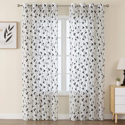 Rideaux en tulle brodés à 2 panneaux pour salon, chambre à coucher, blanc, élégant, romantique, décoration transparente pour fenêtre