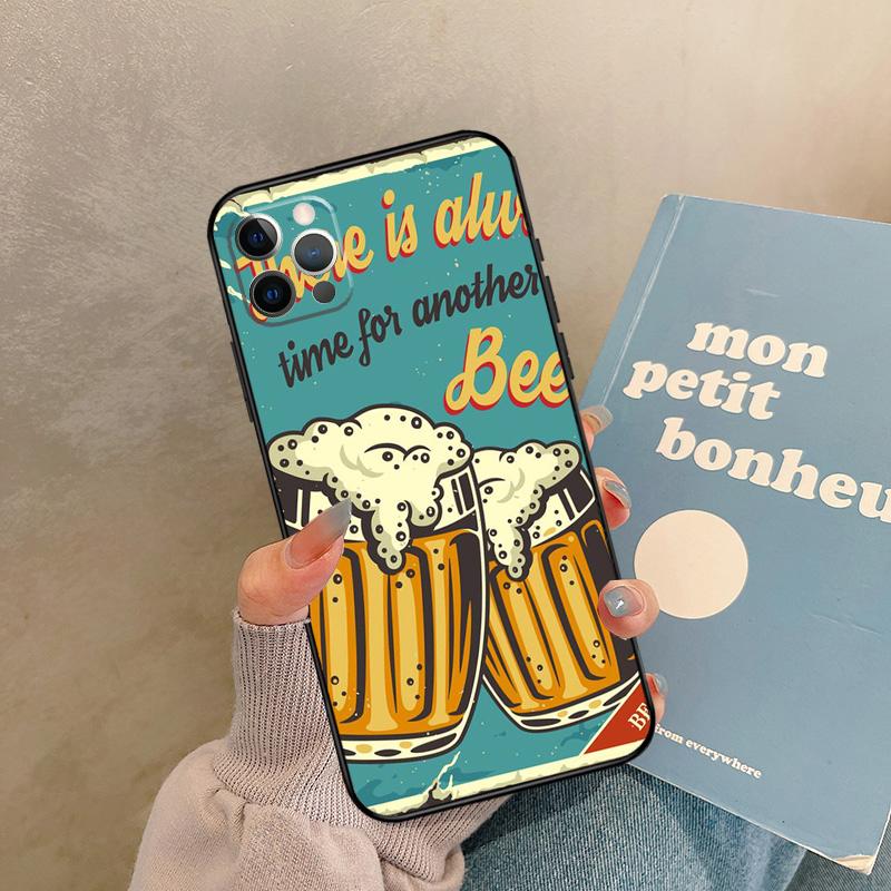 Time Drink Cold Beer Case For iPhone 17 Air 14 16 15 11 12 13 Pro Max 12 mini XR 15 16 Plus 16e Back Cover Shell