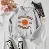 Plus Size Women's Halloween Pumpkin Print Casual Crew Neck