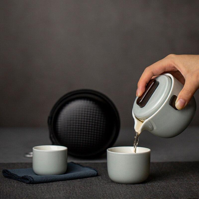 Ceramic Quick Tea Cup One Pot Two Cups Portable Kung Fu Tea Set