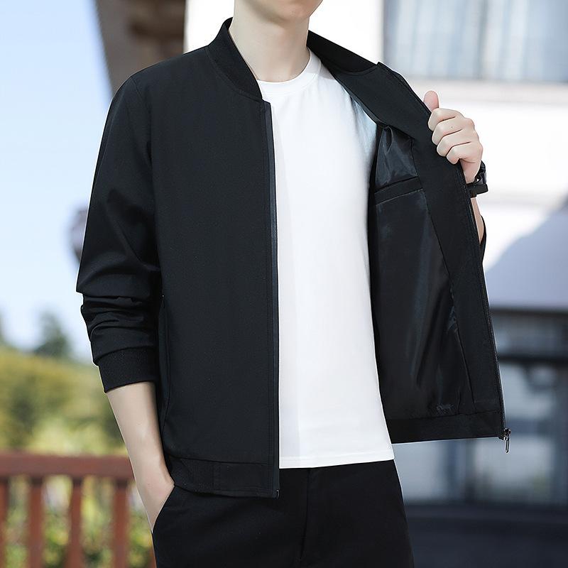Men's Jacket, Baseball Collar, Spring and Autumn Solid Color, Versatile Casual Korean Style Loose Top Jacket