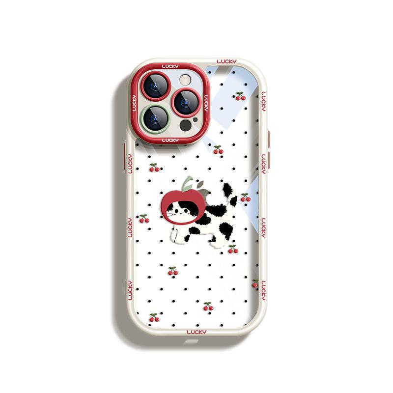 Suitable for Apple 15 Mobile Phone Case Summer Iphone14 Cute Fruit Cat 13 Silicone Anti-fall 12 Transparent Full Package