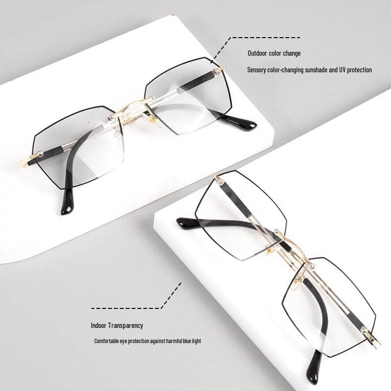 Randlose HD-Fototrope Lesebrille mit Blaulichtfilter für Damen & Herren