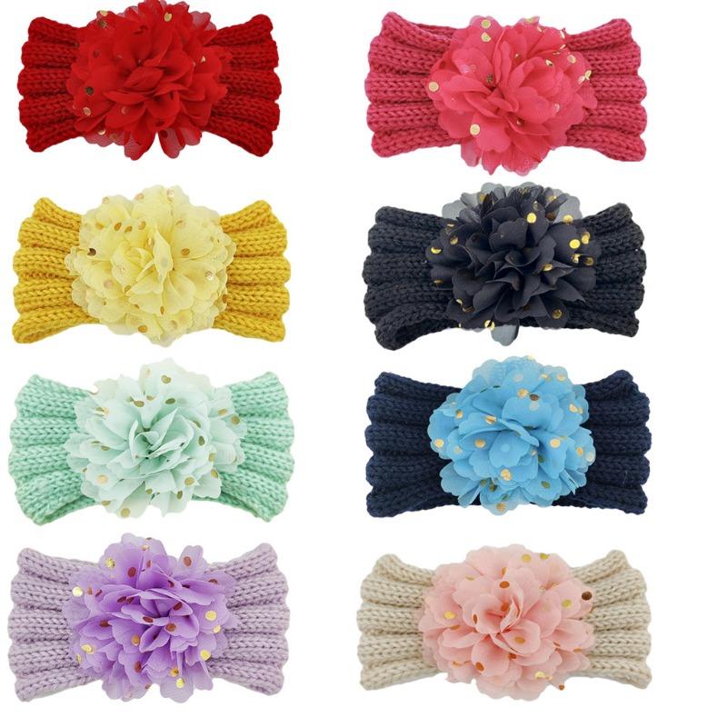 New children's, wool headband, headband, hot gold flower wool headband, baby headband hair accessories.