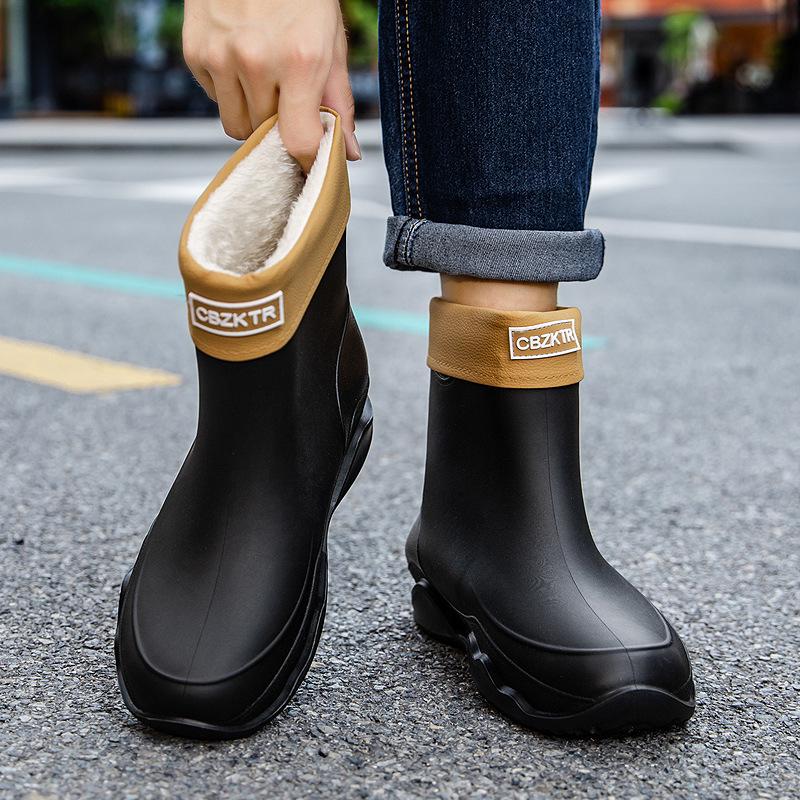 2025 Unisex Wasserdichte Samtgefütterte Mittelhohe Gummistiefel - Warme, Rutschfeste Gummischuhe für Draußen