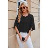Solid Colour Round Neck Five-quarter Sleeve Short Sleeve,loose Chiffon Shirt Tops for Women