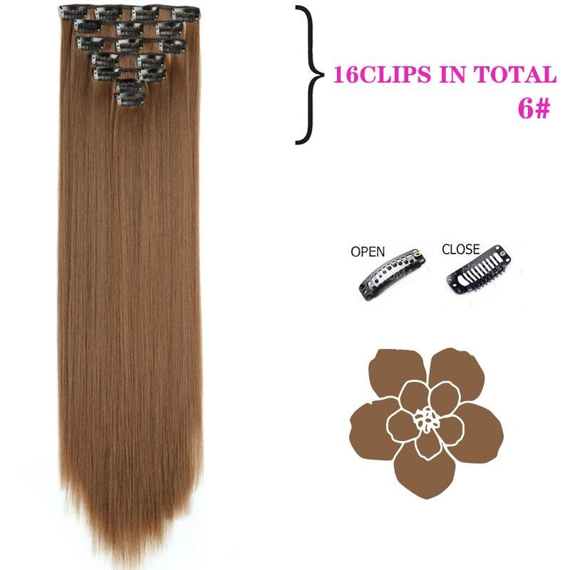 MISSQUEEN Long Straight Clip In Hair Extensions Synthetic Hair Synthetic Clips In Hair Extensions Heat Resistant 7Pcs/set 16Clips