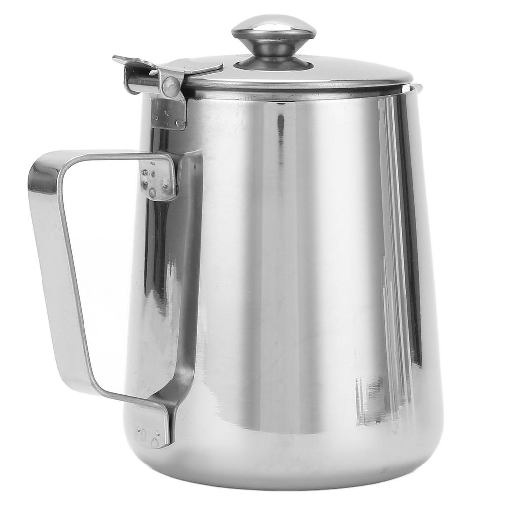 Milk Frothing Pitcher 304 Stainless Steel Milk Frother Coffee Cup with Cover for Home Coffee Shop1500ML