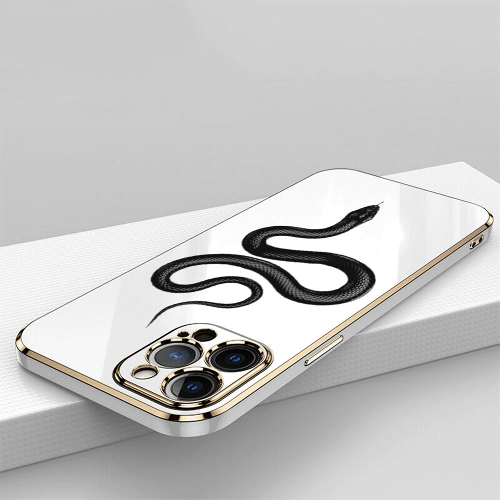 N71 Black Gold Snake Plating Edge Myk TPU telefonvesker for Samsung A54 A13 A14 S24 Plus S23 Ultra S20 S21 FE A55 A05 A52s Støtsikkert deksel