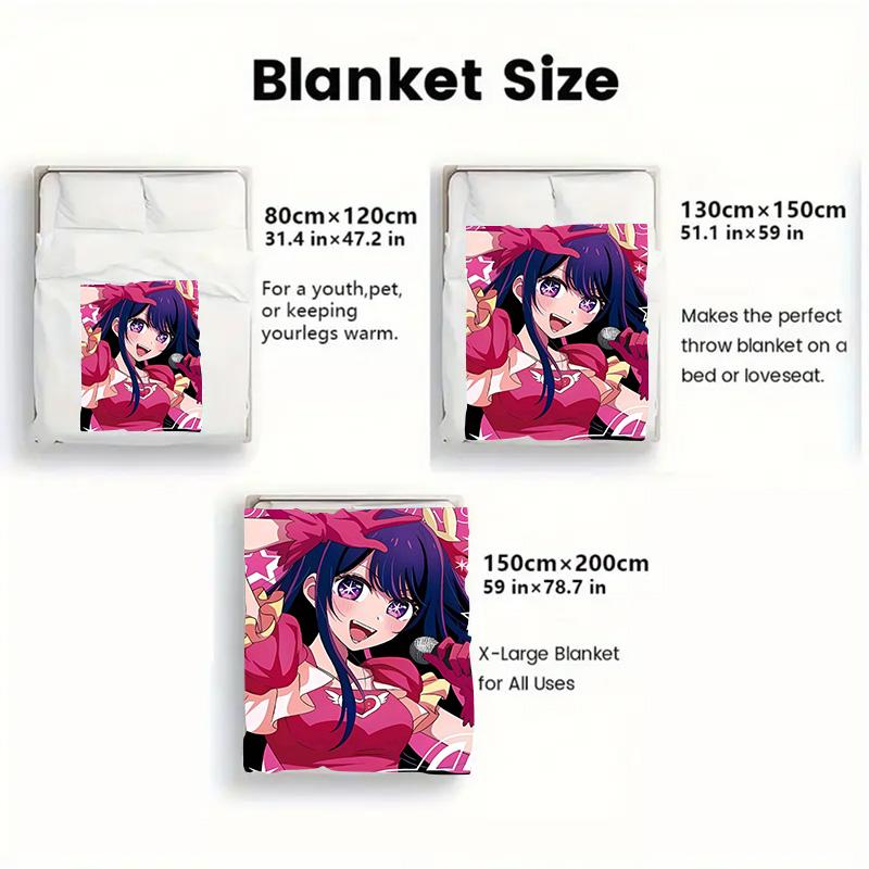 Ai Hoshino 2D Flat Pattern Flannel Blanket High quality All Seasons Warmth and Comfort Perfect for Christmas Gifts.MMT0918466