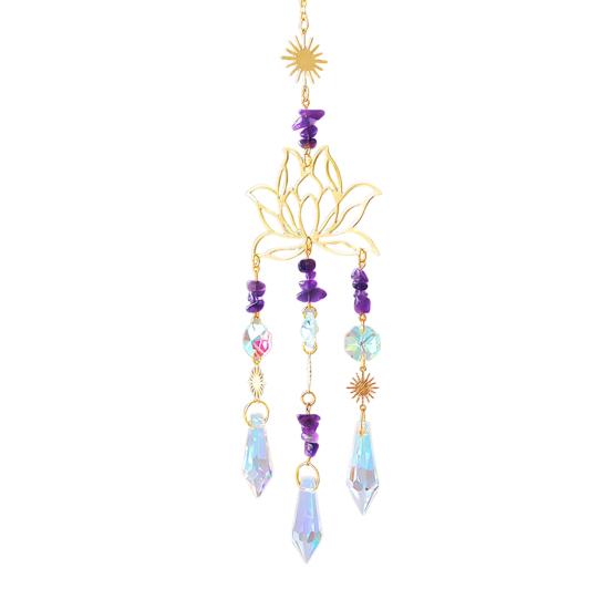 Wind Chimes with Glittering Crystal Pendant Easy-to-Hang Decorative One Size H