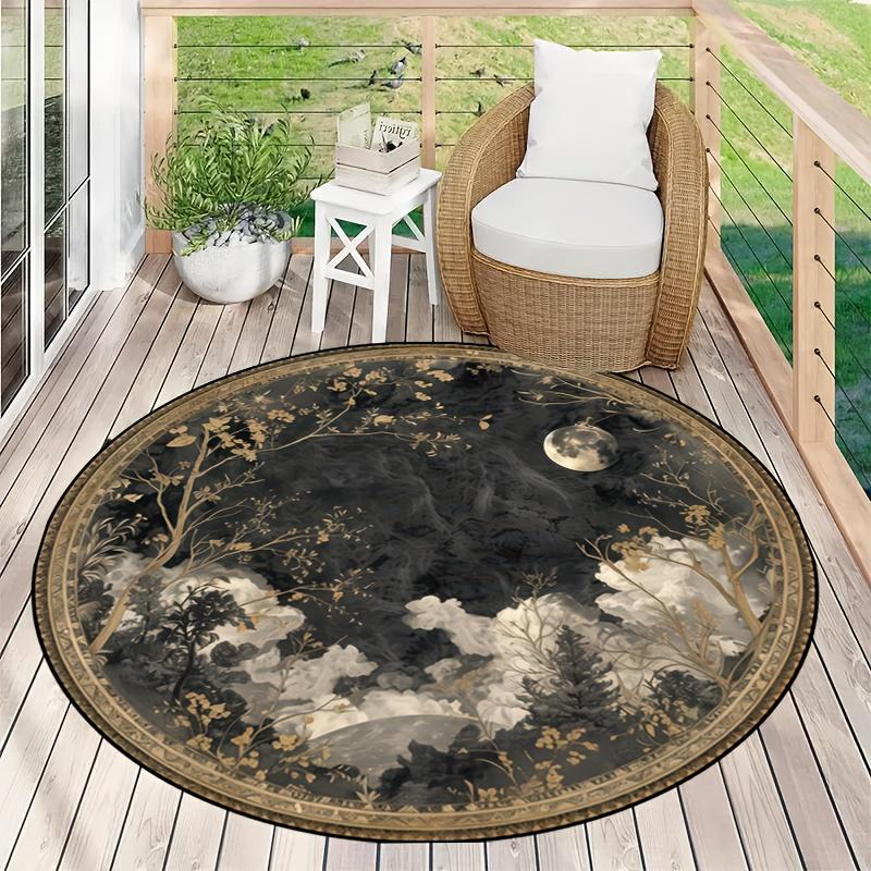 

Non Slip Round Area Rug Machine Washable Entryway Living Room Bedroom Patio Garden Decor Indoor Outdoor Floor Mat Diameter 60cm