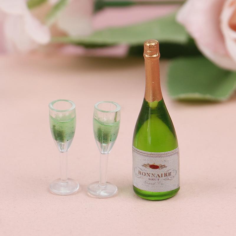 1set 1/12 Dollhouse Miniature Accessories Mini Wine Bottle Set Simulation Drinks Model Toys For Doll House Decoration