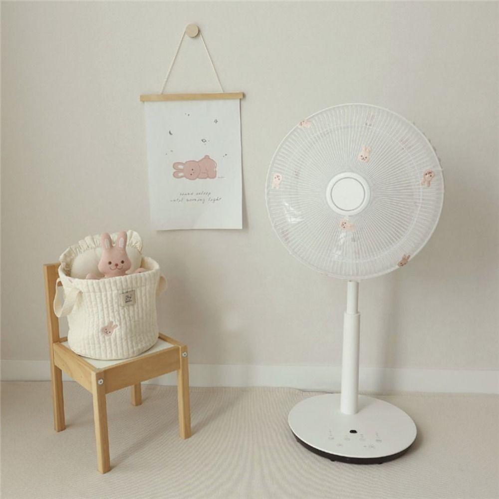 Waterproof Round Electric Fan Cover Bear Embroidery Universal Fan Dustproof Covers Washable Convenient Baby Safety Fan Cover