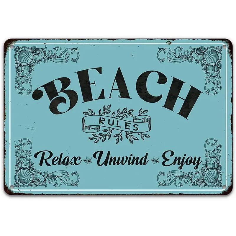 Plaques Metal Tin Sign Beach Holiday Surfing Wall Signs Art Decoration Vintage Tinplate Poster Bar Garage Garden Decor Plates