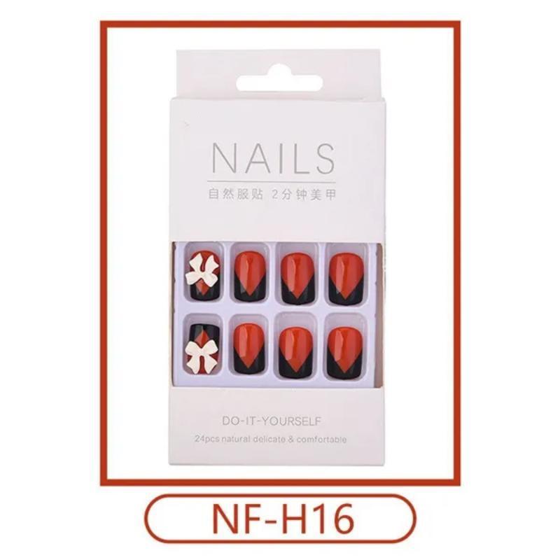 2023 Fake Nails Nail Coffin Stick Designs Box Short Square with Press Glue Tips Art Press On Set Full Cover Artificial