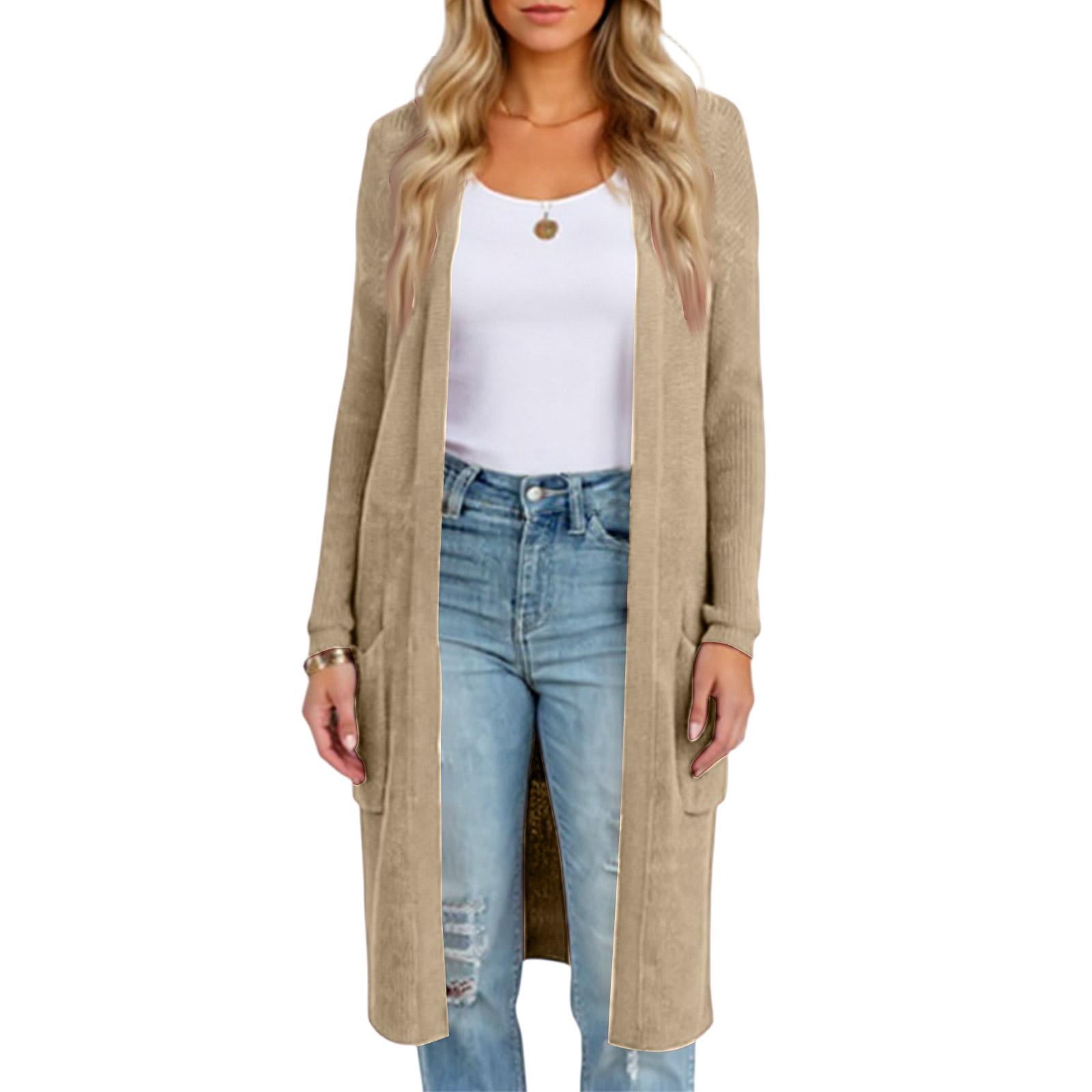 

Модный женский длинный вязаный свитер трансграничный зимний вязаный жакет XL хаки