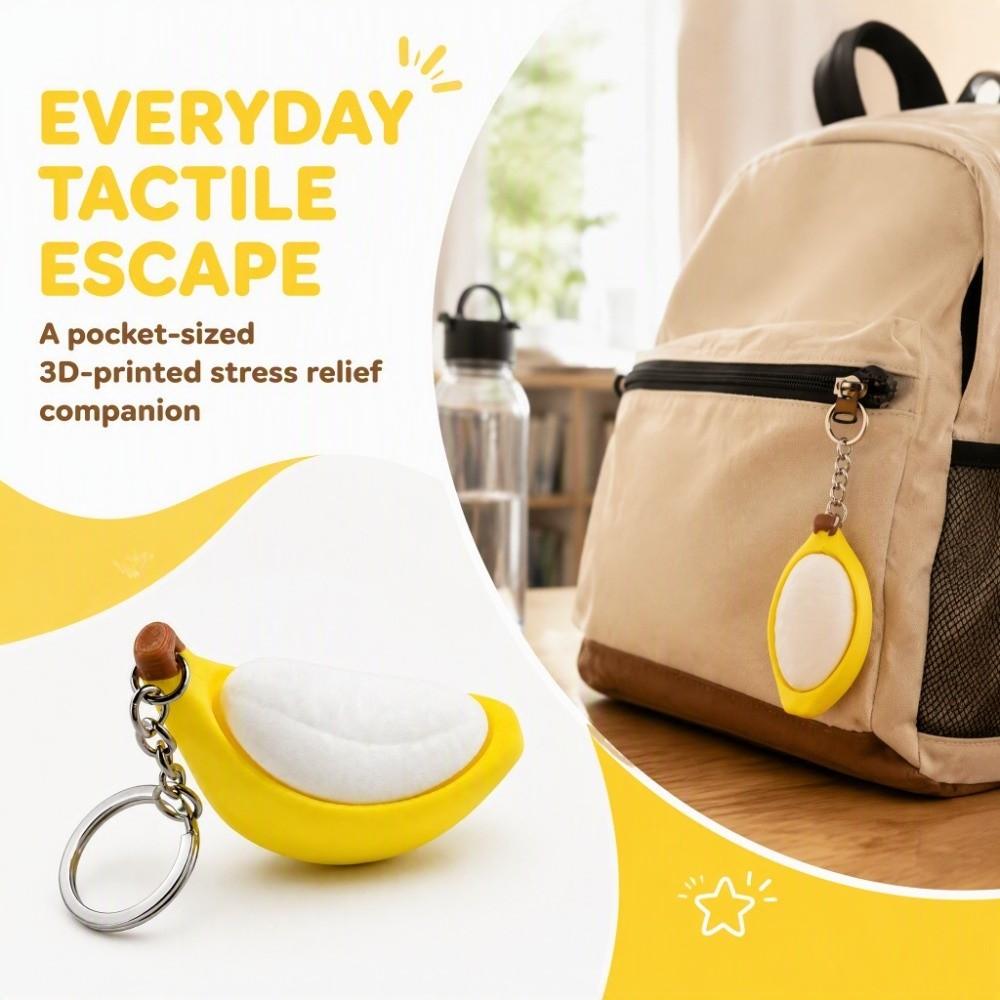 Eco-Friendly PLA Banana Fidget Keychain Novelty Shape Button Clicker Keychain Backpack Charm