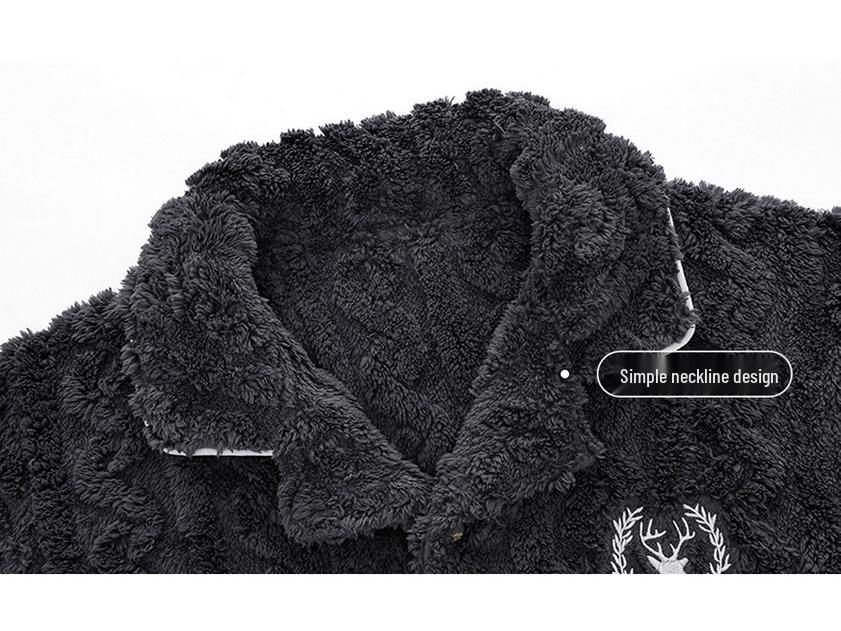 Herren Plüsch Dick Pyjama Set für Herbst/Winter – Warme Haus- & Outdoor-Bekleidung, Übergrößen verfügbar