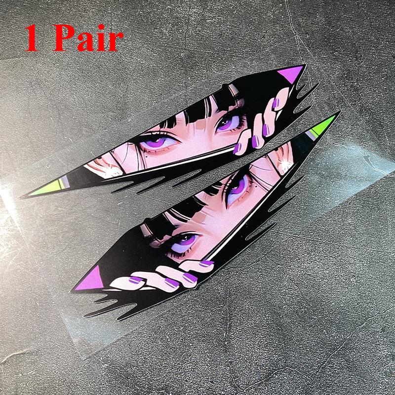 1 Pair JDM Anime Girl Motorcycle Waterproof Sticker for Motorcycle Helmet Fuel Tank Fairing Scooter Universal Vinyl Decals