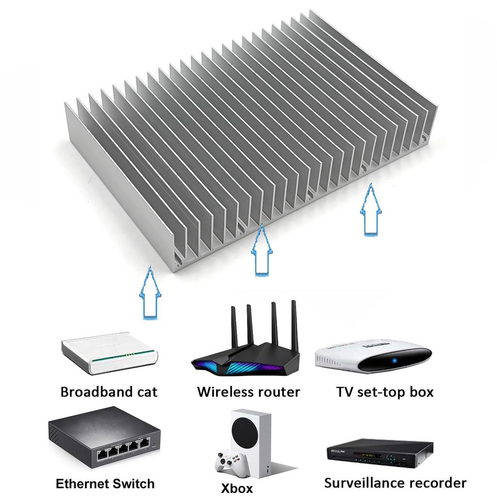 Large Heatsink 100x150x25mm Cooling Radiator for CPU, MOS Tube Circuit Board, PCB Module Cooler, LED Amplifier Device, with 24 Fins - Silver