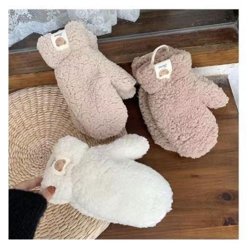 Mănuși moi de pluș de iarnă, groase și călduroase pentru femei, mănuși uni cu șnururi, casual pentru exterior, pentru călărie, rezistente la vânt rece