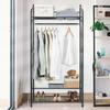 Unho Rack : Metal Clothes Hanging Rail Garment Rack Black Open Wardrobe Bedroom Coat Stand with Shoe Storage 78 X 36 X 160cm