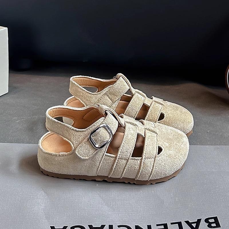 

Retro casual bag head sandals women s 2025 summer new two wear hollow half slippers woven soft flat pig cage shoes 40 абрикосовый