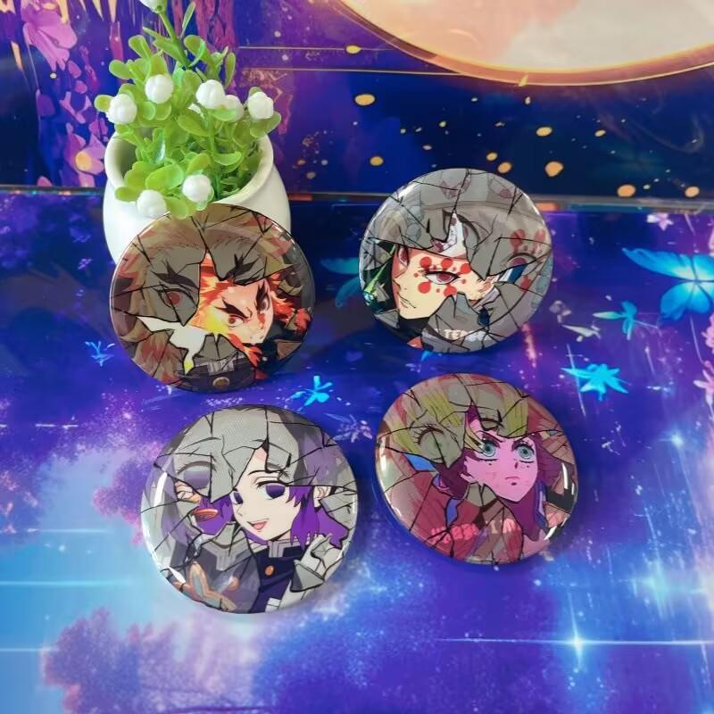 Demon Slayer Broken Badge Anime Pins Collection Hanging Accessory Merchandise Reflective Cool Cartoon Kimetsu No Yaiba