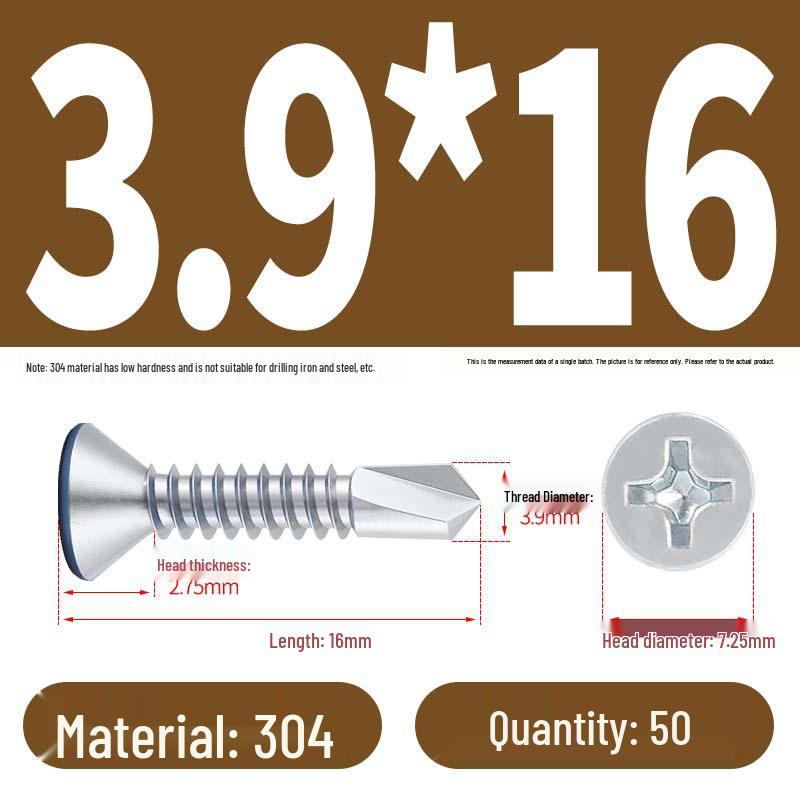 Phillips Flat Head Blue Zinc Plated Stainless Steel Self-Drilling & Self-Tapping Screws M3.9-M5.5