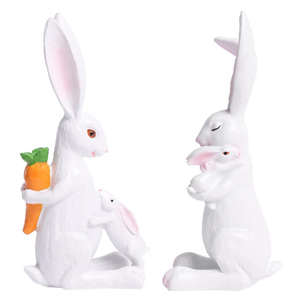 Family Bunnies Figurine Easter Rabbit Statue Indoor Easter Decoration Modern Art Spring Home Decors,Bunnies Sculpture
