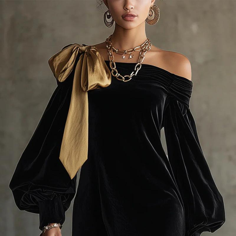2026 expensive daughter elegant French black dress women's clothing contrasting color temperament short skirt