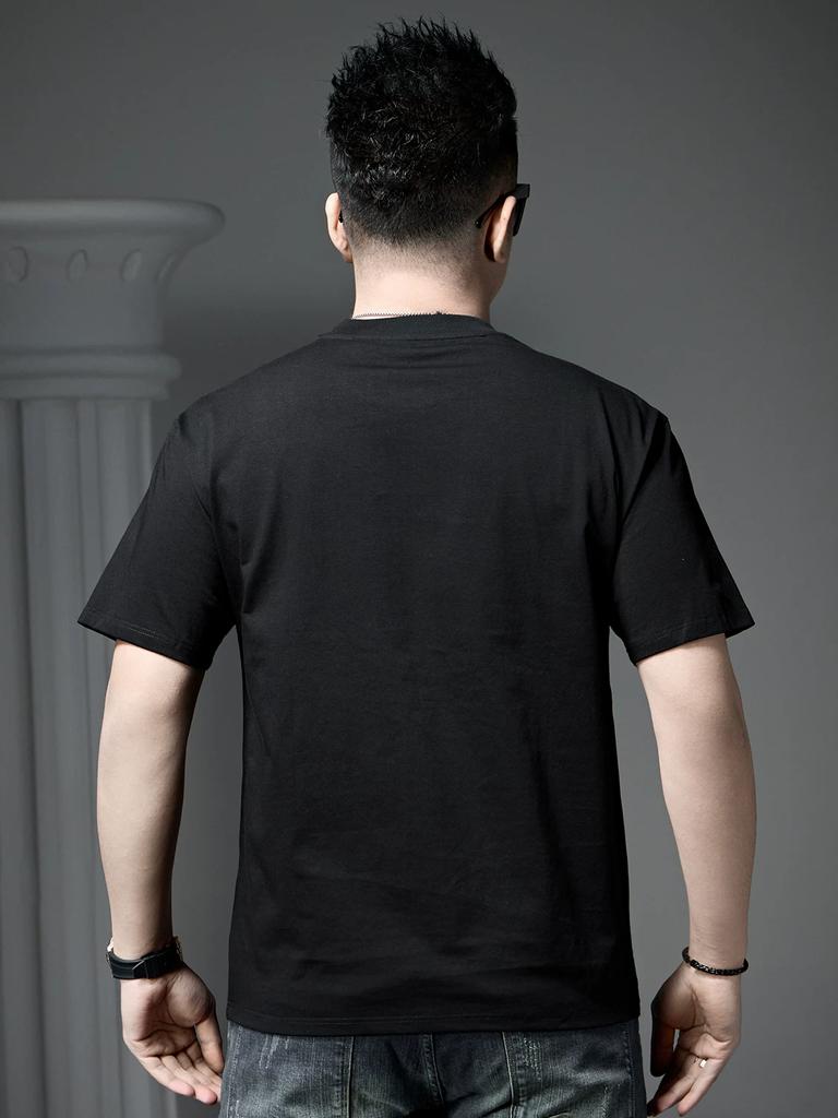 Ozhouzhan Men's High End T-shirt 2025 New Short Sleeve Top Trendy Print T-shirt Summer Half Sleeve Bottoming Shirt