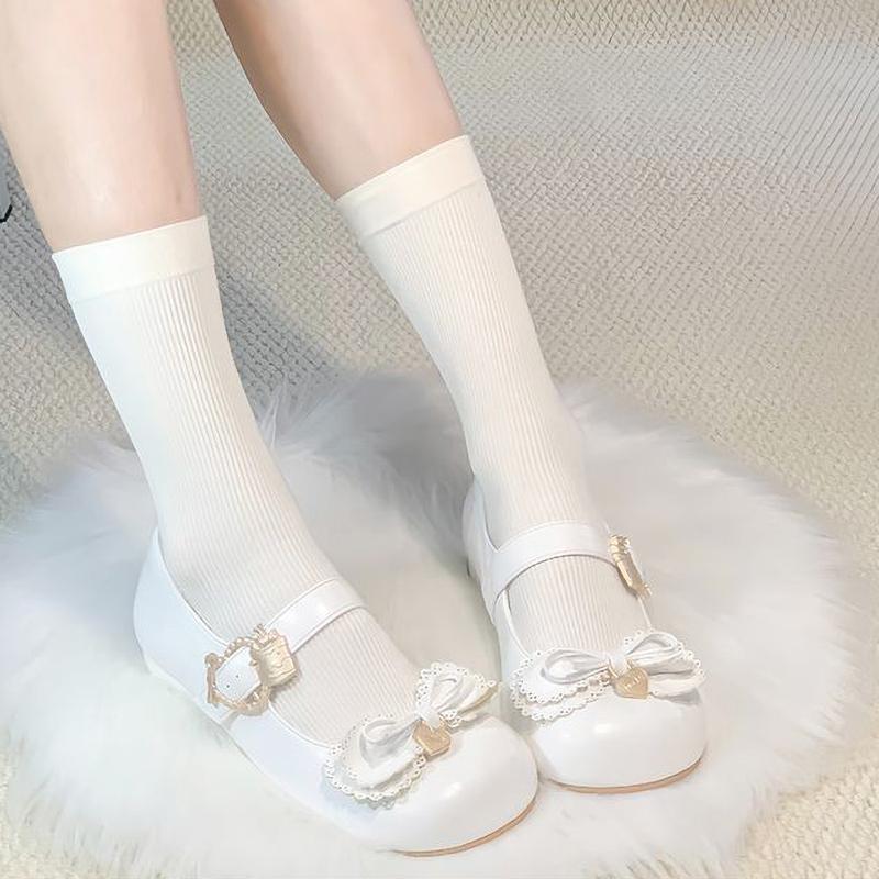

Туфли на пружинной подошве, женская модная обувь с круглым носком, неглубоким вырезом и бантом, износостойкие туфли Мэри Джейн 37EU/CN38 белый