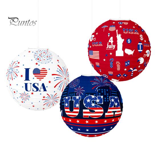 Paper Lantern Festive Independence Day Decoration USA Themed Pattern Hanging Paper Lantern Party Home Decor