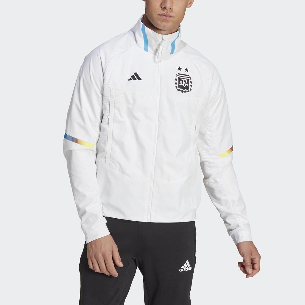 Adidas Argentina National Team World Cup Entrance Print Logo Zip-Up Stand Collar Jacket Men Jacket White IC4446