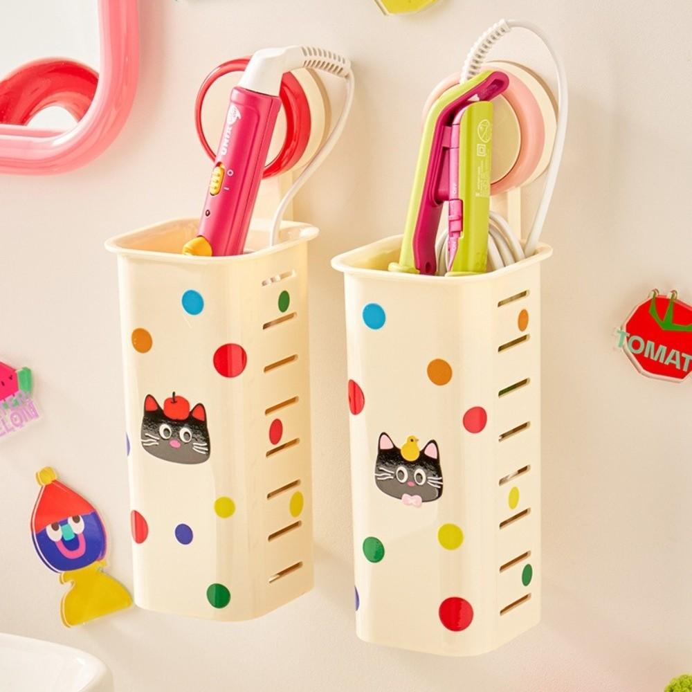 Hollow Out Curling Iron Storage Rack Cartoon Suction Cup Storage Box  Bathroom Storage