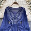 Floral Embroidery Spring Loose Blouse Elegant Bohemian Design Long Sleeve Ladies Fashion  Summer Casual Shirt