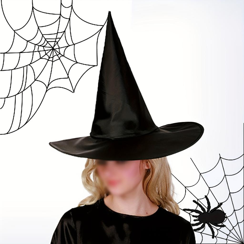Halloween Wizard Hat Party Children Adult Black Pointed Oxford Cloth Magician Hat Witch Hat Masquerade Ball Party Dressing