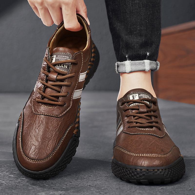 38-46 Herren Retro Echtleder Freizeitschuhe Winter Plus Samt Stiefeletten Frühling/Herbst Herrenstiefel