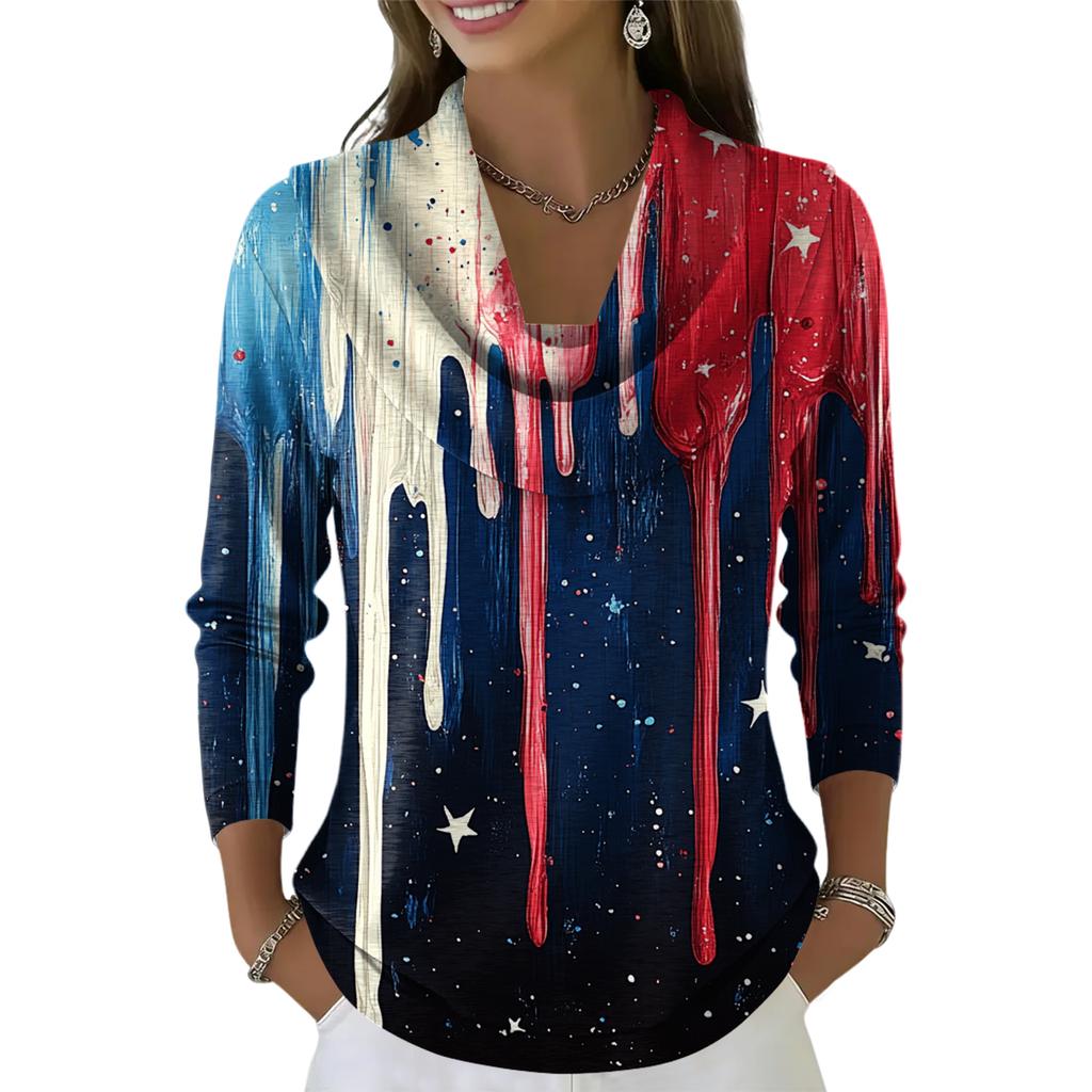 Women's Casual And Fashionable Round Neck Long Sleeved Printed Top Sweater