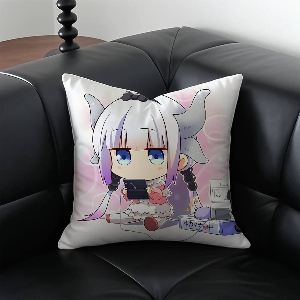 Anime Miss Kobayashis Dragon Maid Pillow Case Antidustmite Pillowcase Invisible zipper silky short plush Sofa cushion cover