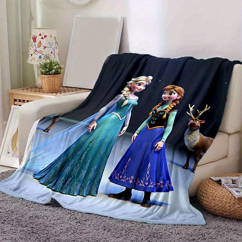 1pc, Cartoon Frozen Elsa Anna Blanket, Seasonal Decorative Throw, Soft Flannel Throw Blanket, Versatile & Cozy for Bedroom, Soft Warm Beddin