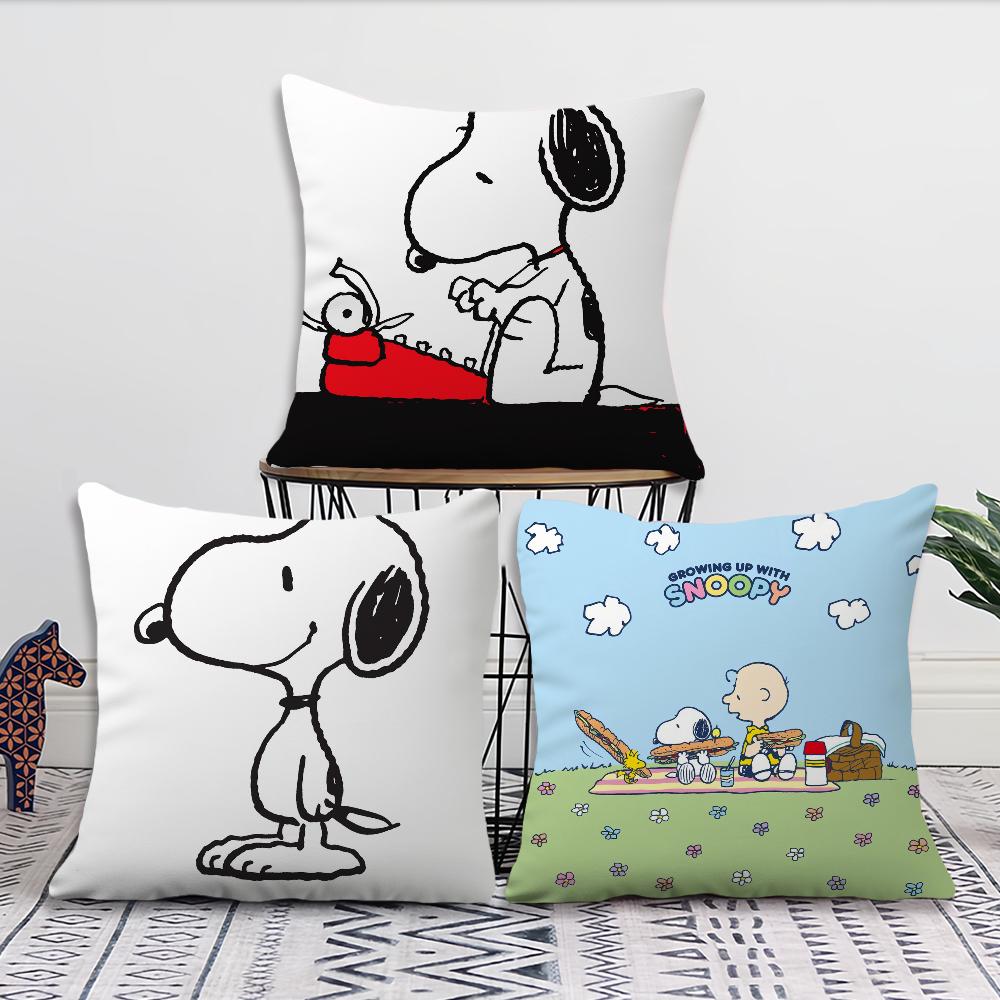 Cartoon S-Snoopy Hund Niedlicher Kissenbezug Kissen Sofa Druck Dekoration Zimmer Zuhause Büro Café Auto Nordische Schlichtheit